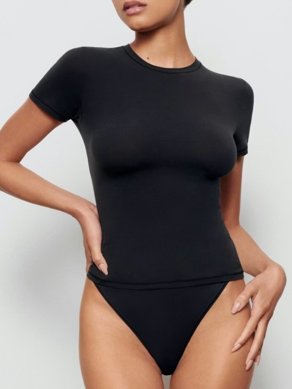 SKIMS Black Short Sleeve Crewneck T-Shirt